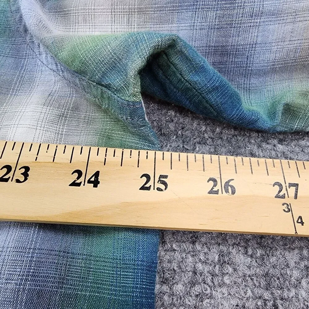 Banana Republic Shirt Mens XL Plaid Linen Blend Long Sleeve Button Up Coastal